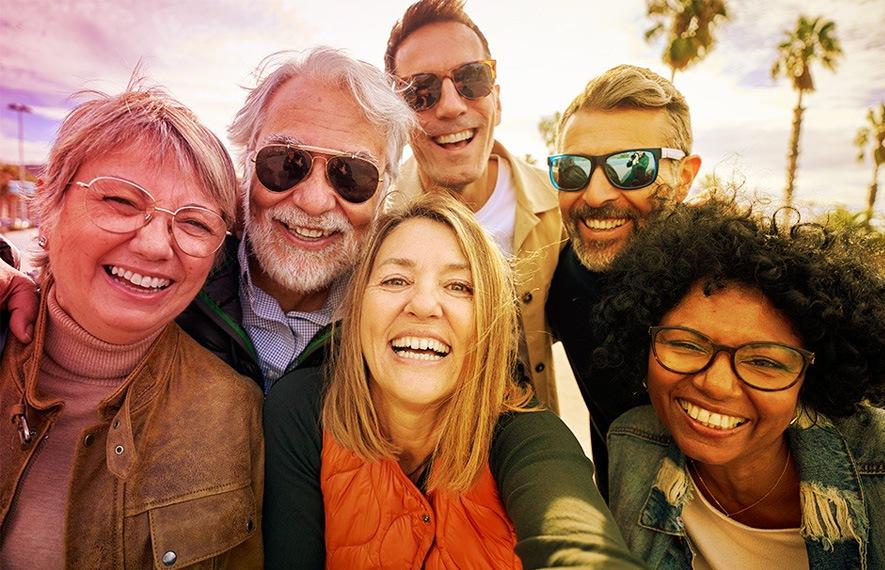 A group of friends smiling